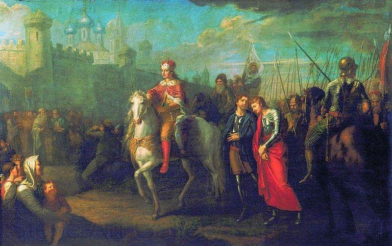 Grigoriy Ugryumov Alexander Nevsky in Pskov, after they victory over the Germans Norge oil painting art